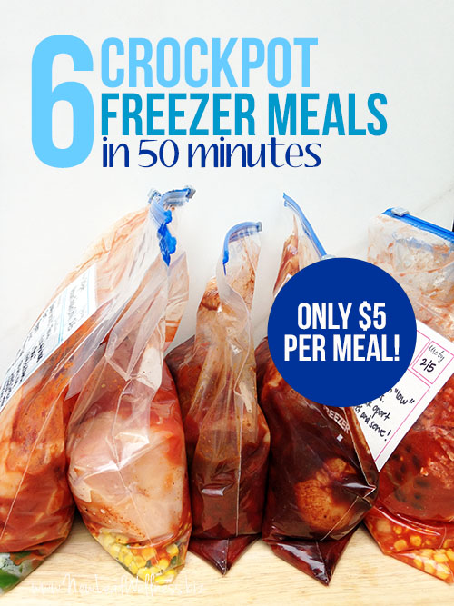 6 Crockpot Freezer Meals in 50 Minutes