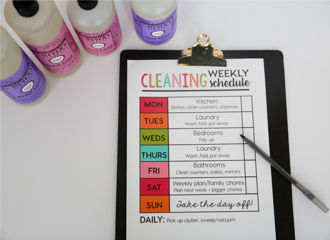 Free Printable Weekly Cleaning Schedule with Grove Collaborative 