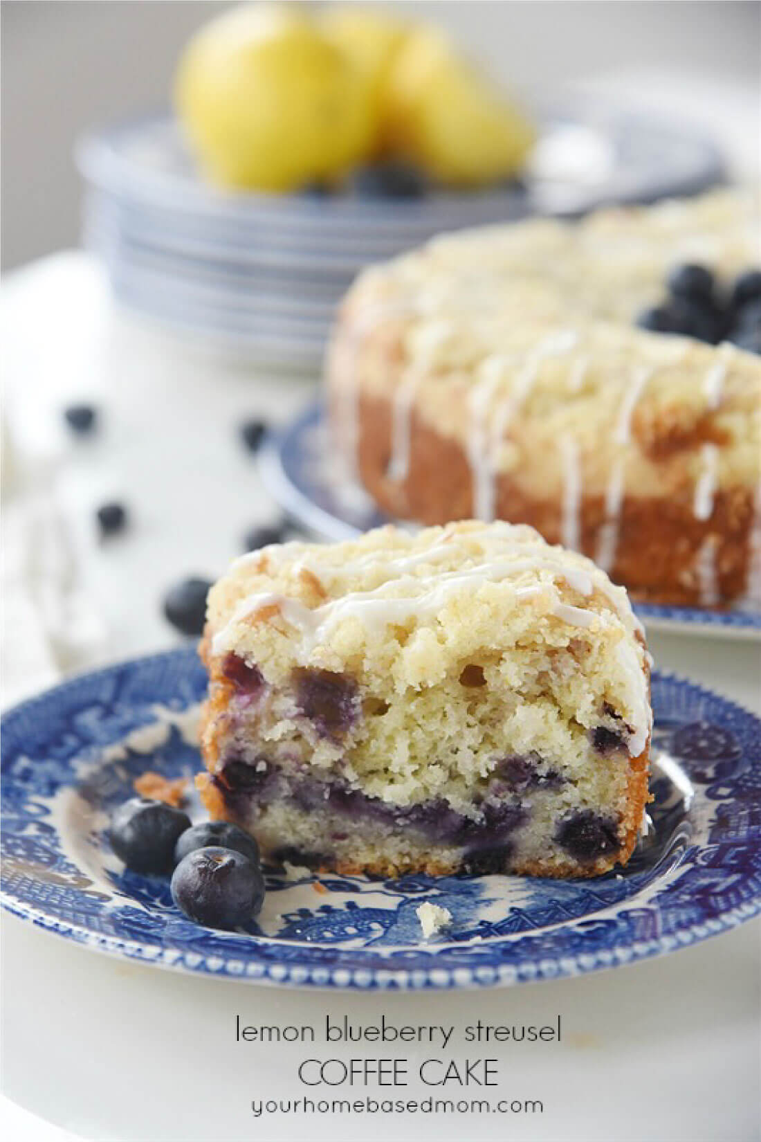 Lemon Blueberry Coffee Cake with Streusel - a light and delicious cake! 