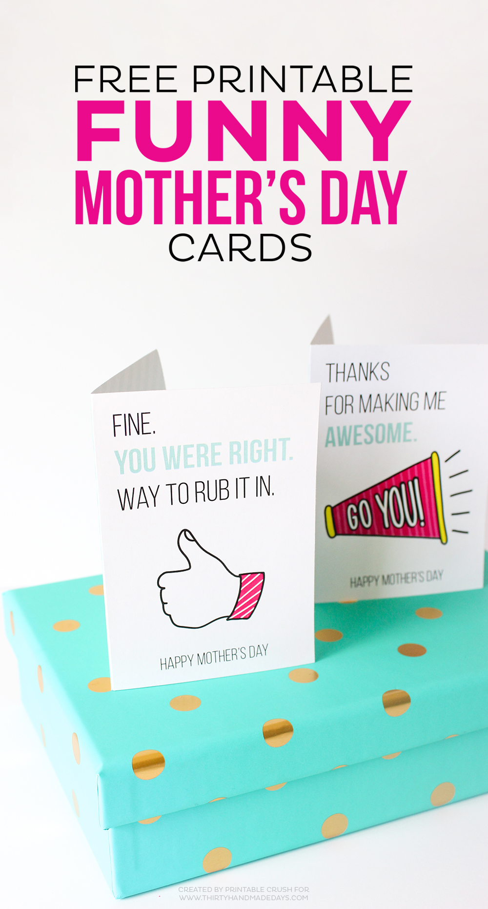 If your mom has a sense of humor, she'll love these FREE Printable Funny Mother's Day Cards! There are four different card designs to choose from!