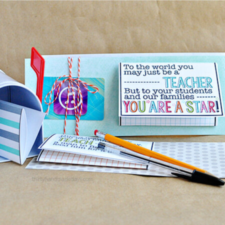 Printable Teacher Appreciation Gift Card Template- have your child fill out and attach a gift card for the ultimate gift! from 30daysblog