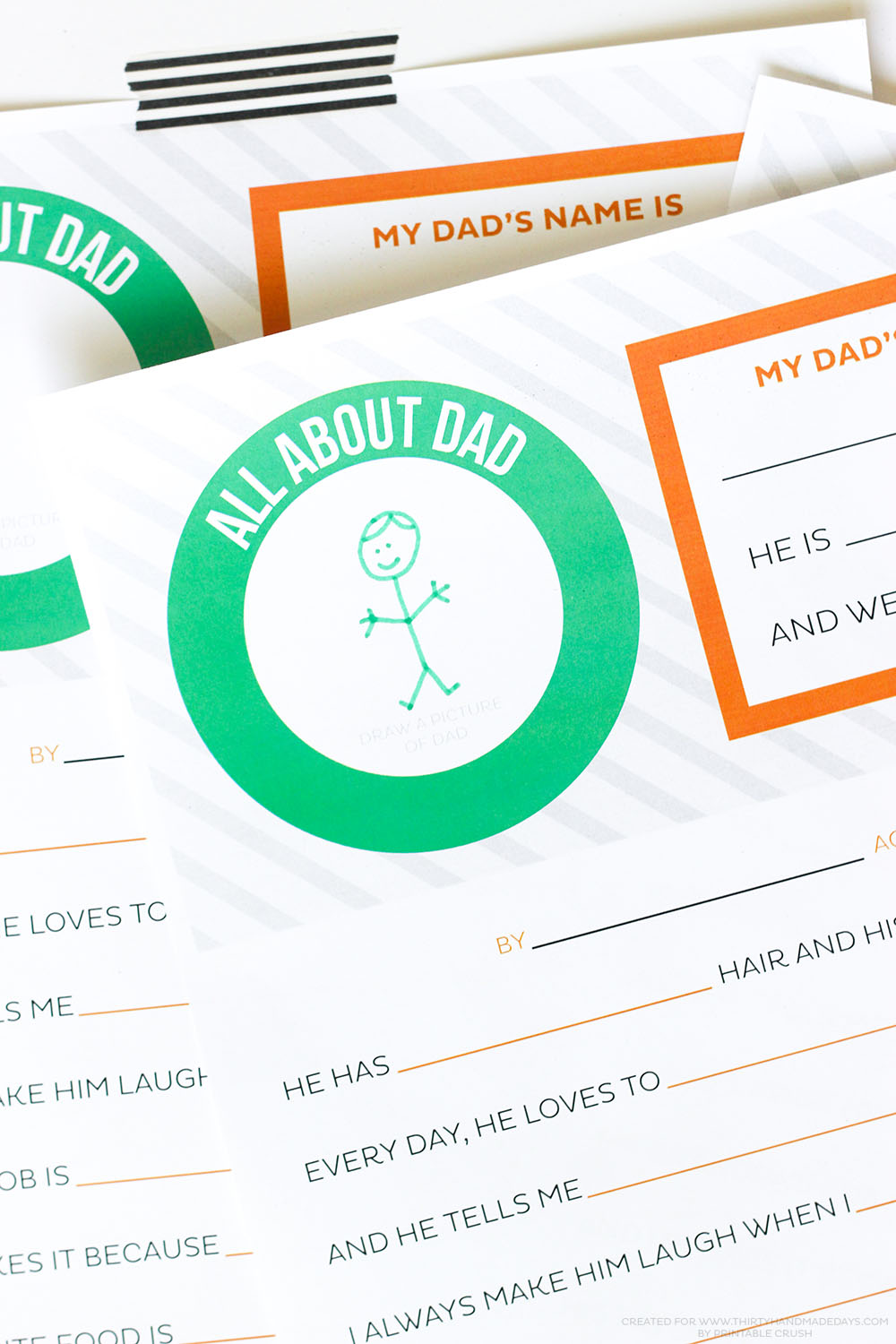 FREE Printable Father's Day Questionnaire Thirty Handmade Days