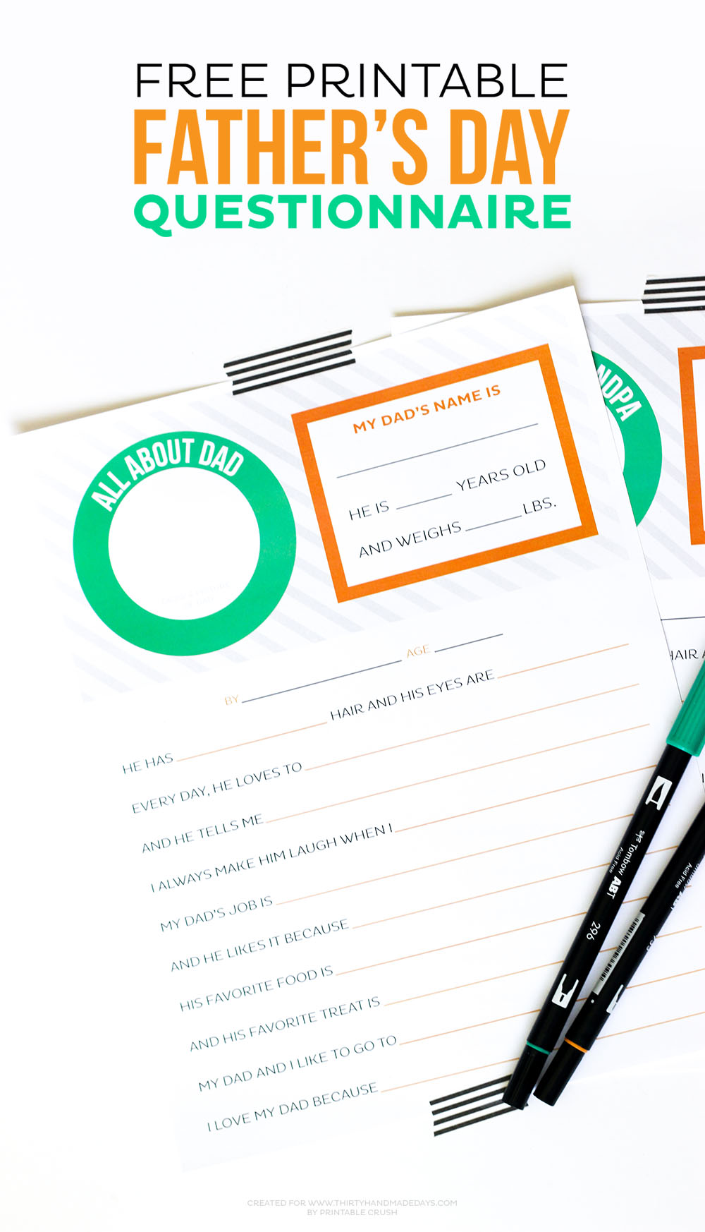 Give Dad or Grandpa a good laugh with a FREE Printable Father's Day Questionnaire! The kids will love filling it out and dad will love reading it.