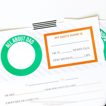 Give Dad or Grandpa a good laugh with a FREE Printable Father's Day Questionnaire! The kids will love filling it out and dad will love reading it.