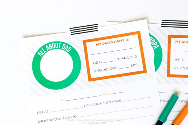 FREE Printable Father's Day Questionnaire - Thirty Handmade Days