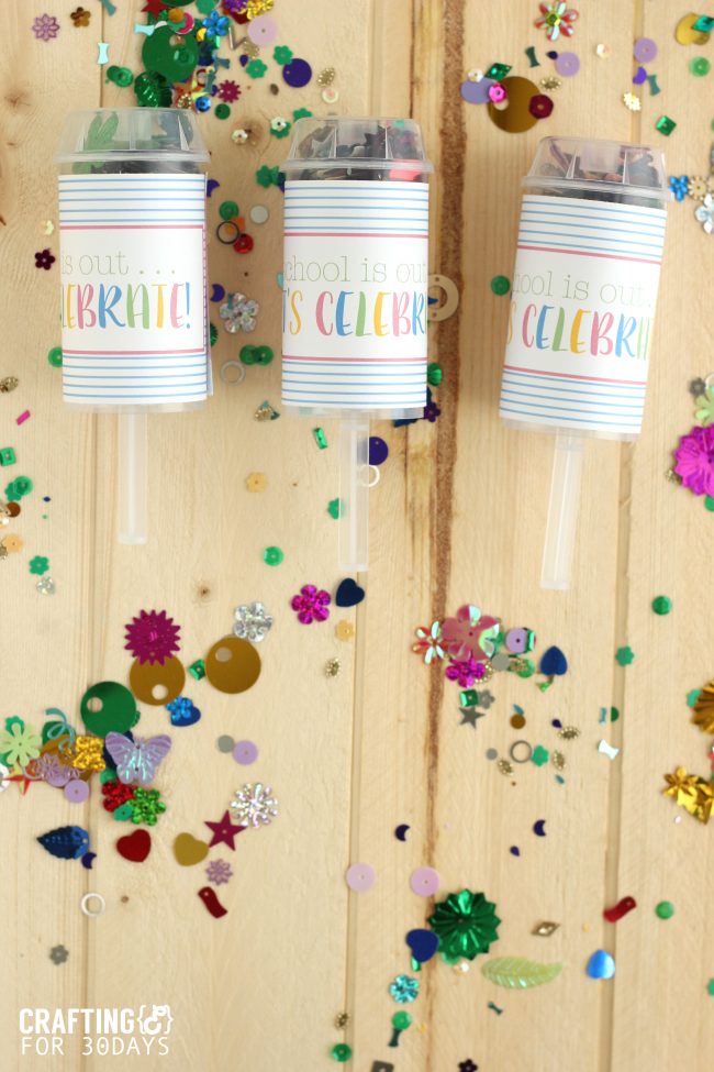 Confetti Party Poppers that are perfect for when school gets out! CraftingE via www.thirtyhandmadedays.com