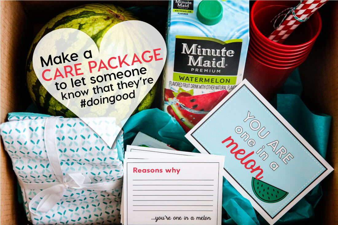 Make a "Reverse" Care Package with the help of Minute Maid. Let someone know that they are one in a "melon!" Cute printables included. www.thirtyhandmadedays.com