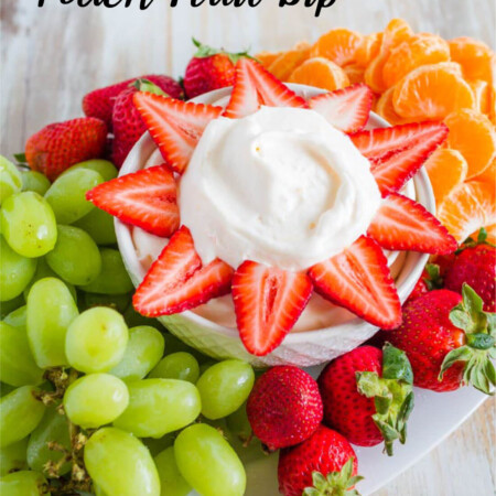 3 Ingredient Peach Fruit Dip is easy to make and absolutely delicious! From www.thirtyhandmadedays.com