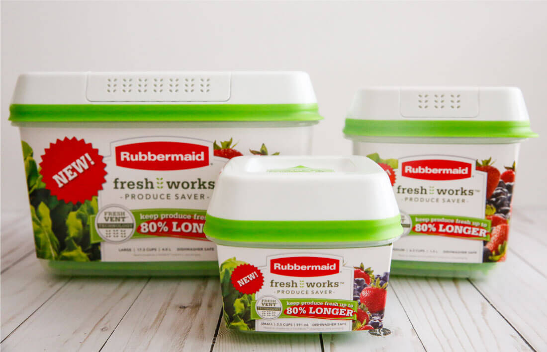 Rubbermaid FreshWorks Saver, Medium Produce Storage Containers, 2-Pack, 7.2  Cup, Clear