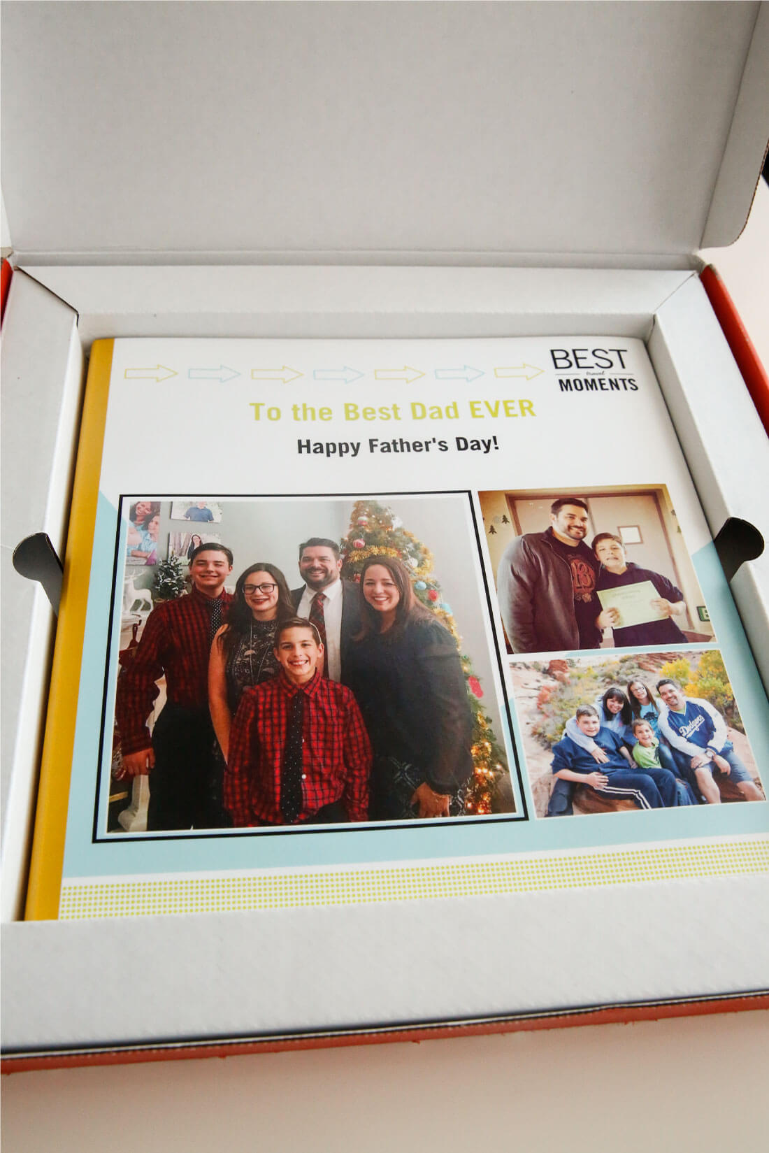 Father's Day Gift Idea with printable tags - use this service from Shutterfly to create a one of a kind photo album for dad. (in the box) from www.thirtyhandmadedays.com