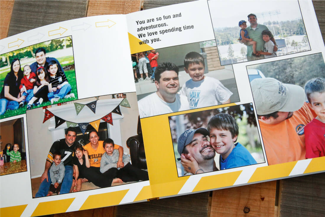 Father's Day Gift Idea with printable tags - use this service from Shutterfly to create a one of a kind photo album for dad. (pages 2-3) 