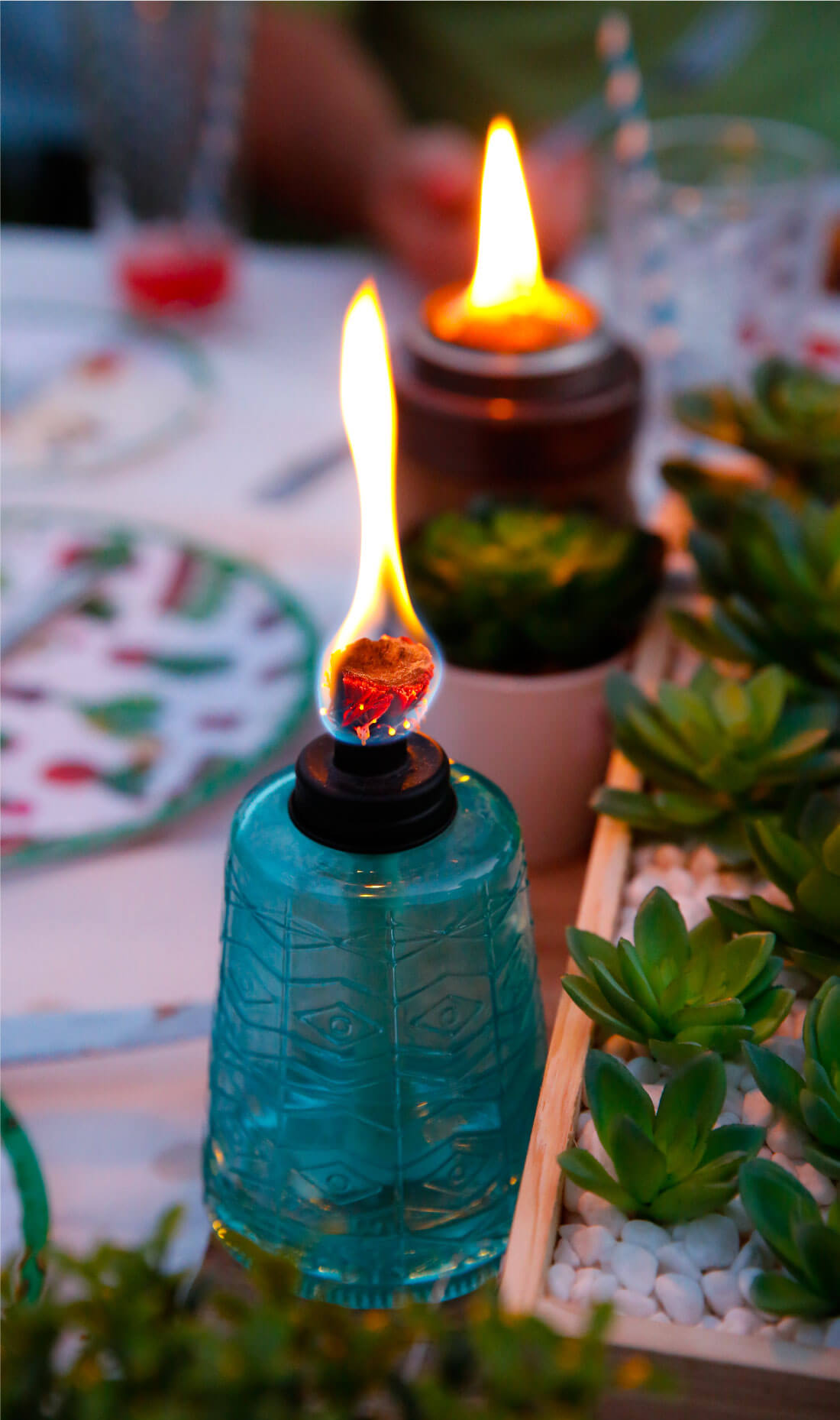 Love these TIKI tabletop torches. 