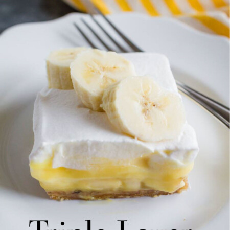 The most delicious Triple Layer Banana Cream Pie Bars - a good, easy dessert recipe from www.thirtyhandmadedays.com