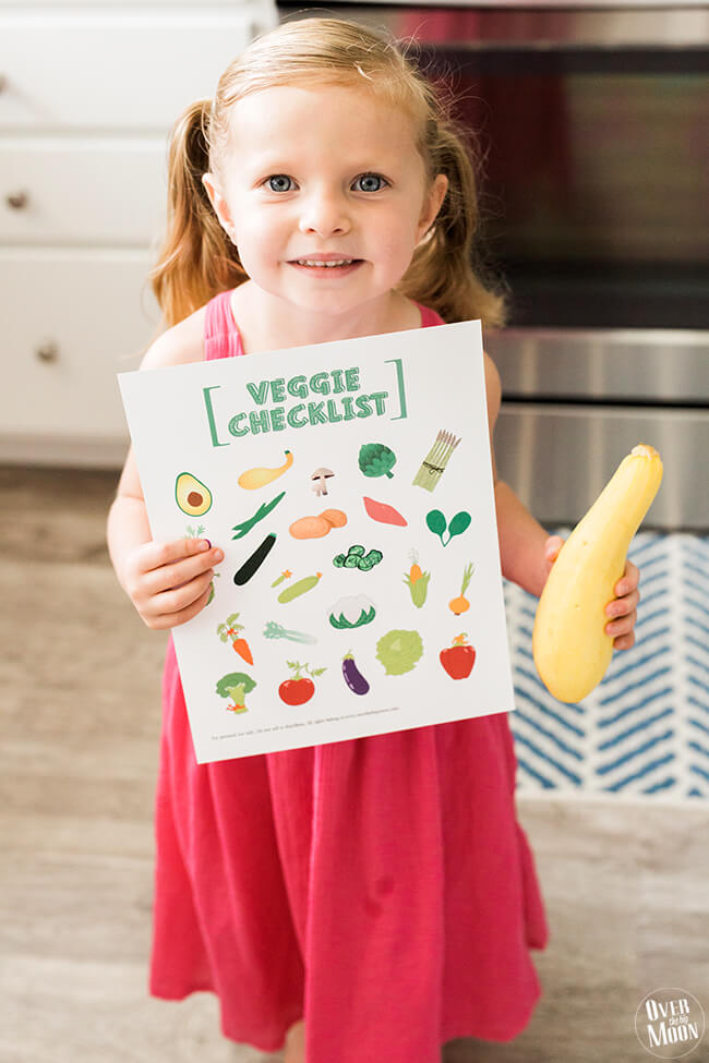 A perfect way to get your kids to eat more vegetables, this kids printable vegetable checklist will make life easier! from Over the Big Moon via www.thirtyhandmadedays.com