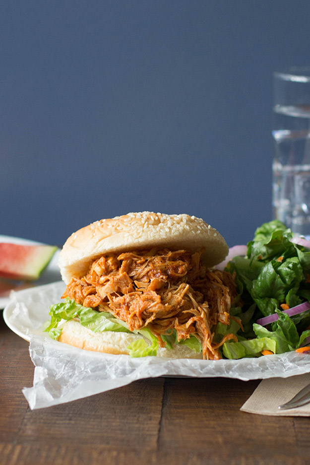 Skinny Slow Cooker Shredded Buffalo Chicken