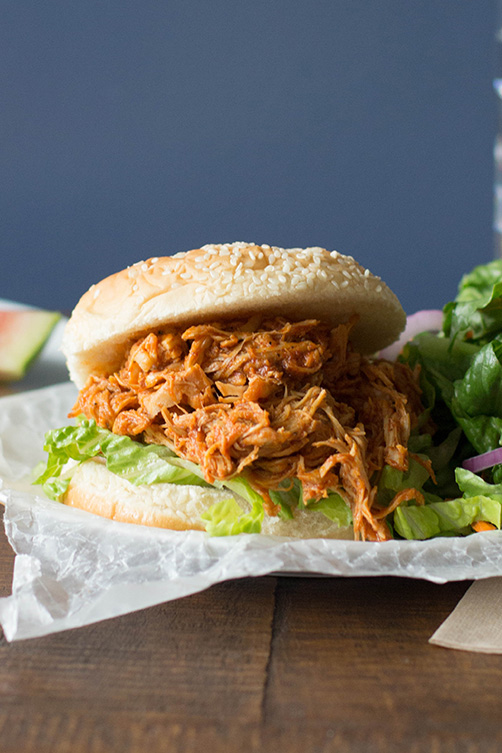 Skinny Slow Cooker Shredded Buffalo Chicken