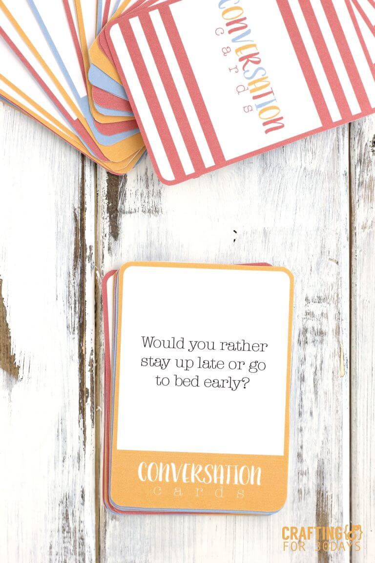 Printable conversation questions card game - fun for summer with kids! via thirtyhandmadedays.com