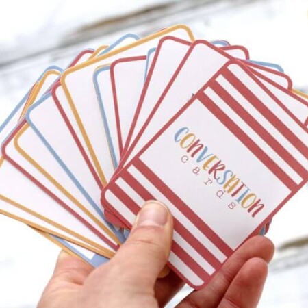 Printable conversation questions card game - fun for summer with kids! thirtyhandmadedays.com