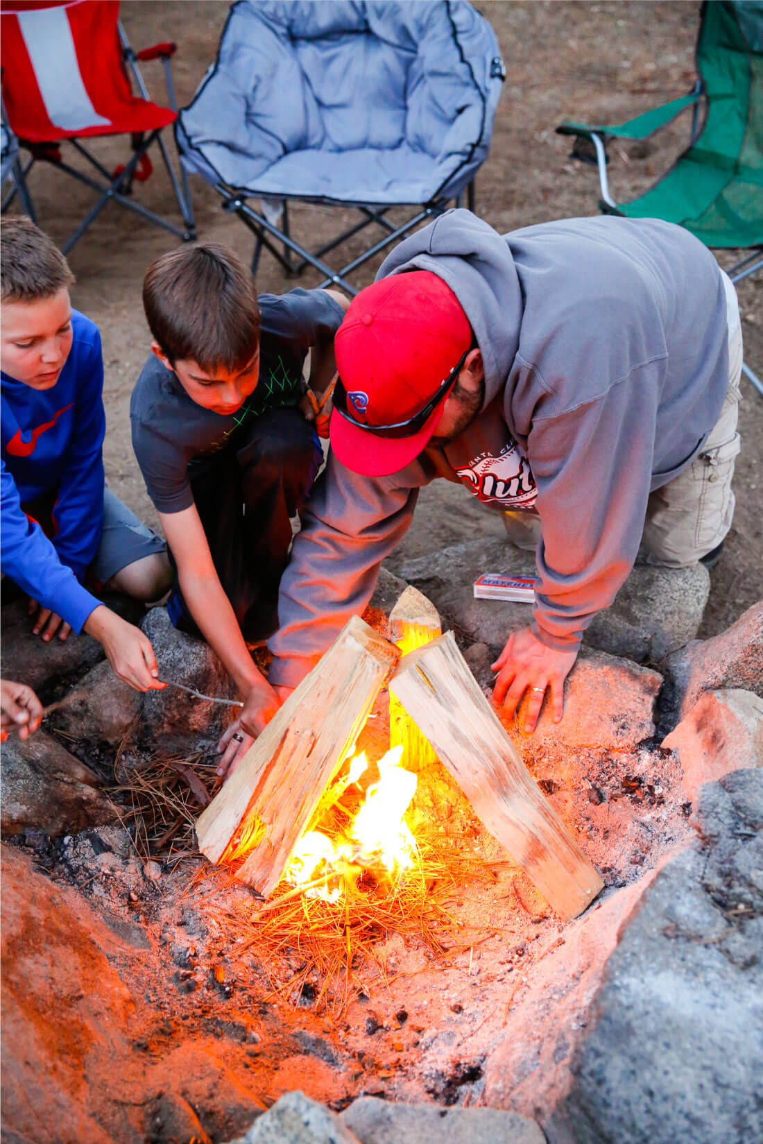 Making fire on our rv trip