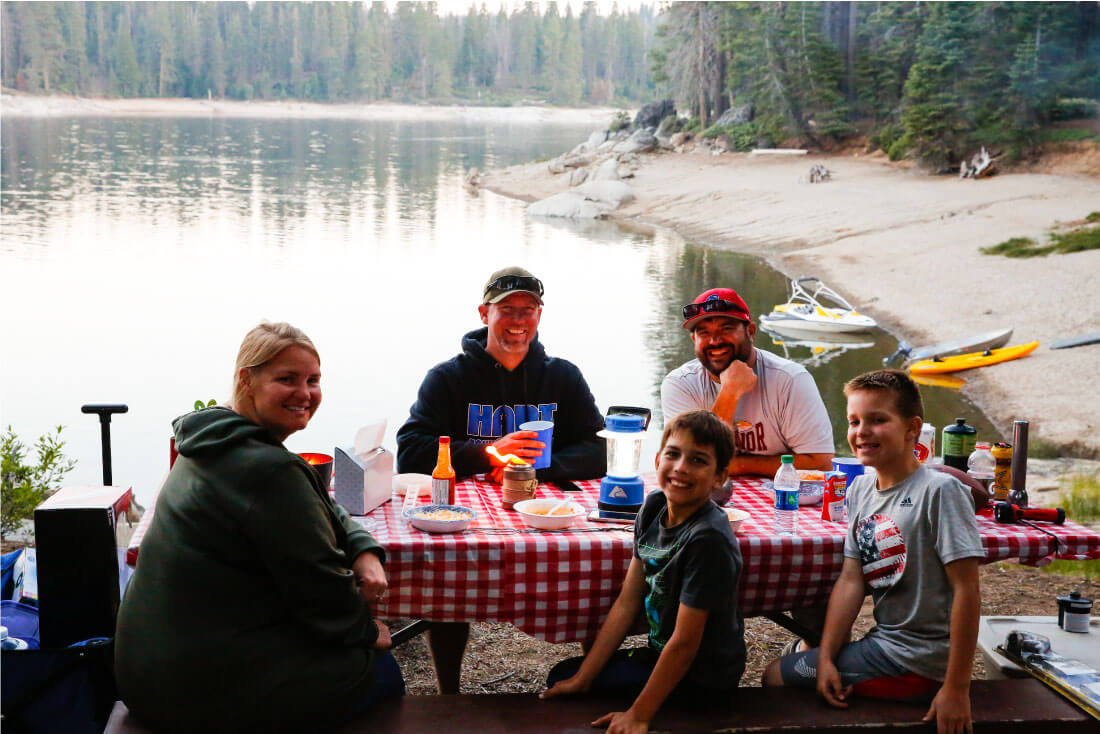 Eating dinner on night one of our RV trip