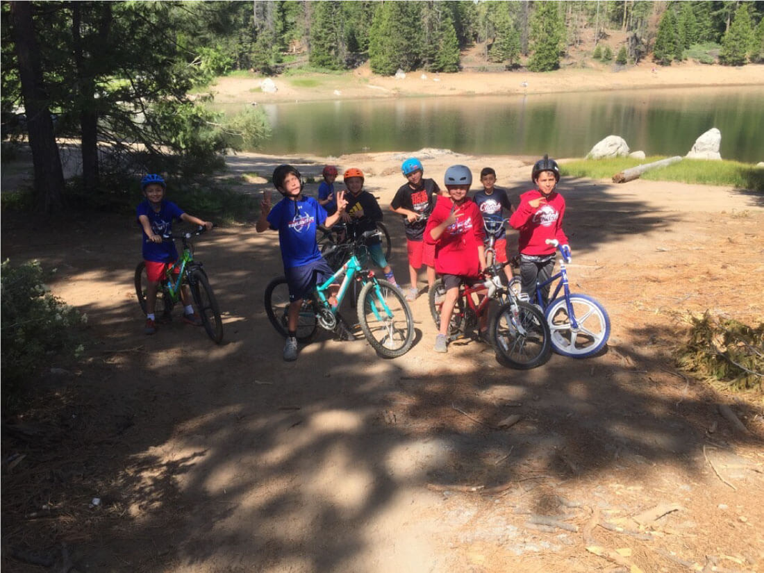 The boys on a bike ride for our RV trip