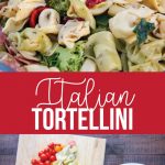 An awesome Italian salad with tortellini, vegetables meats and cheese. This Italian Tortellini Salad will be a huge hit wherever you take it! Perfect potluck dish. www.thirtyhandmadedays.com