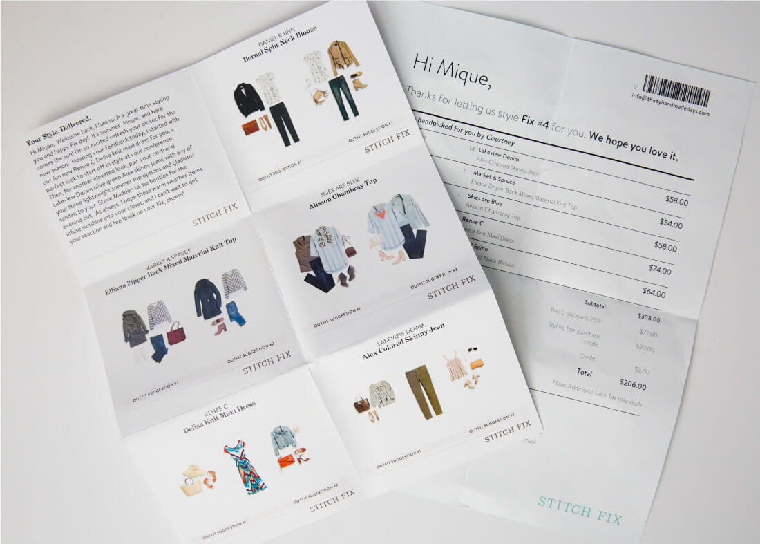 How Stitch Fix Works - the information that is sent to you with each box. 