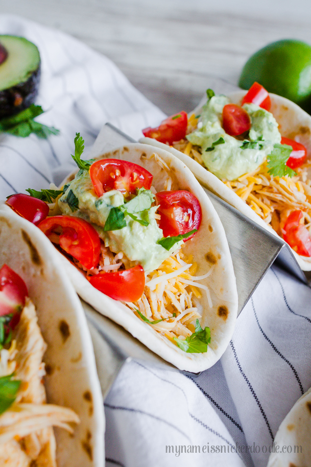 Instant Pot Chile Lime Chicken Tacos from My Name is Snickerdoodle via www.thirtyhandmadedays.com