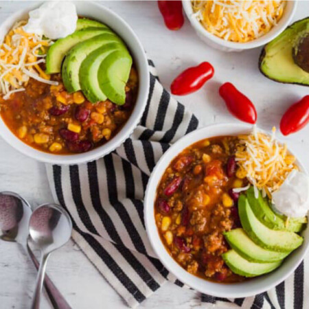 Mom's Taco Soup - a super easy main dish recipe where you throw all the ingredients in the pot and let it simmer. from thirtyhandmadedays.com