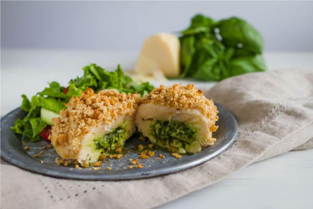 Pesto Chicken - this yummy filled chicken is so good! from www.thirtyhandmadedays.com