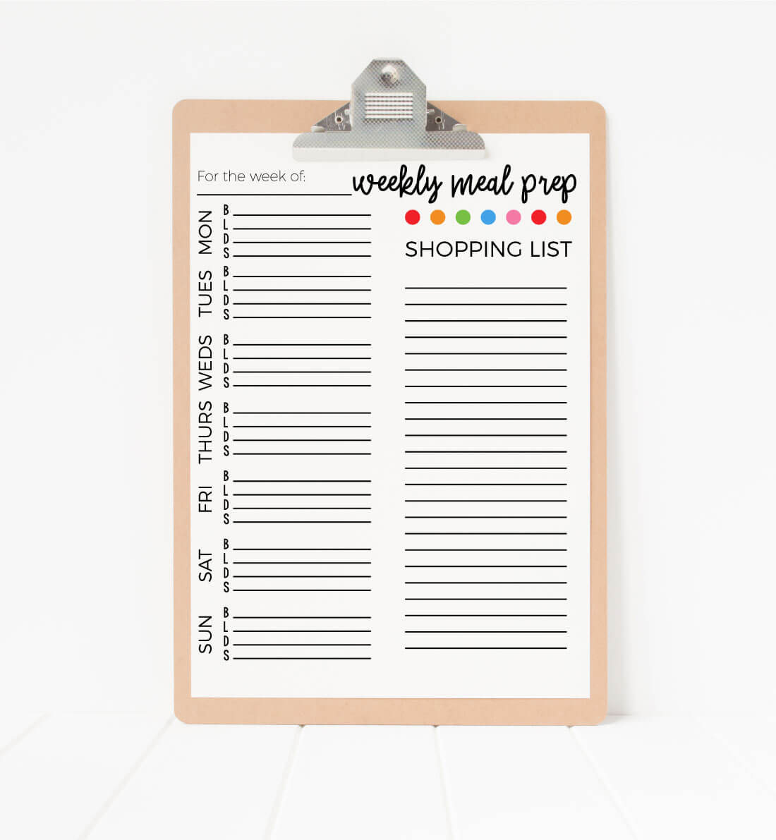 weekly meal plan template