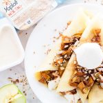 Salted Caramel Apple Crepe Recipe - the perfect breakfast OR dessert recipe for fall! Yum!