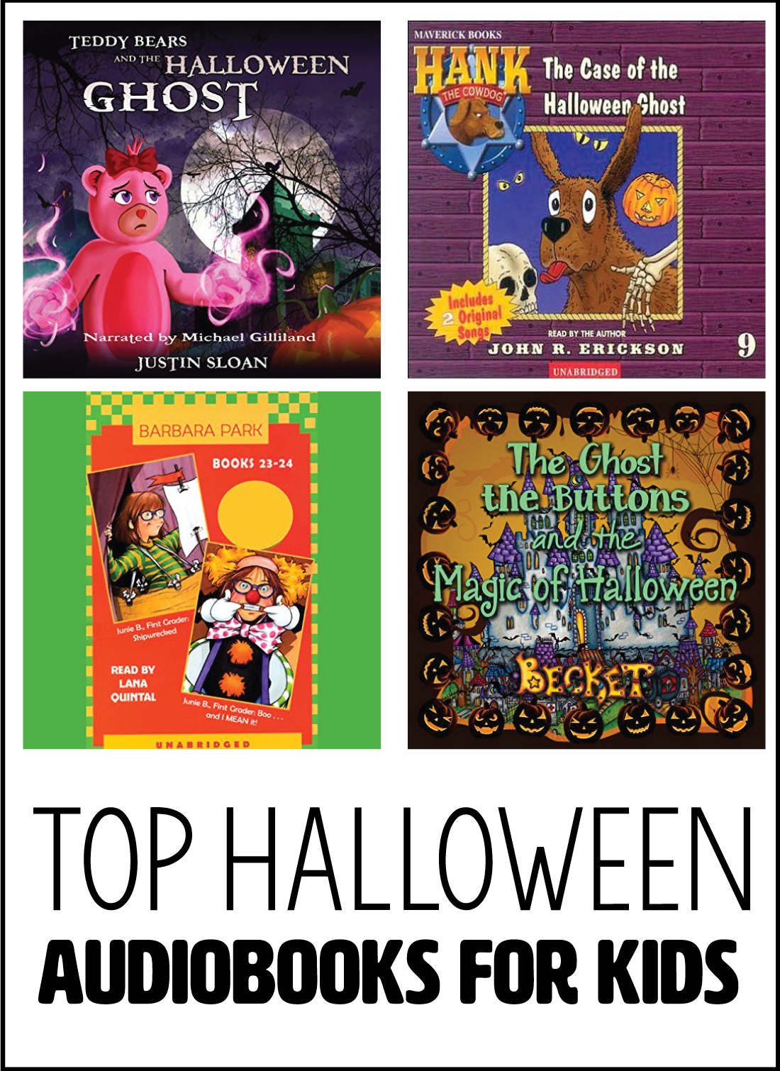 Top Halloween Audiobook List for Kids - listen to these fun books for the holiday! Available via Audible. 