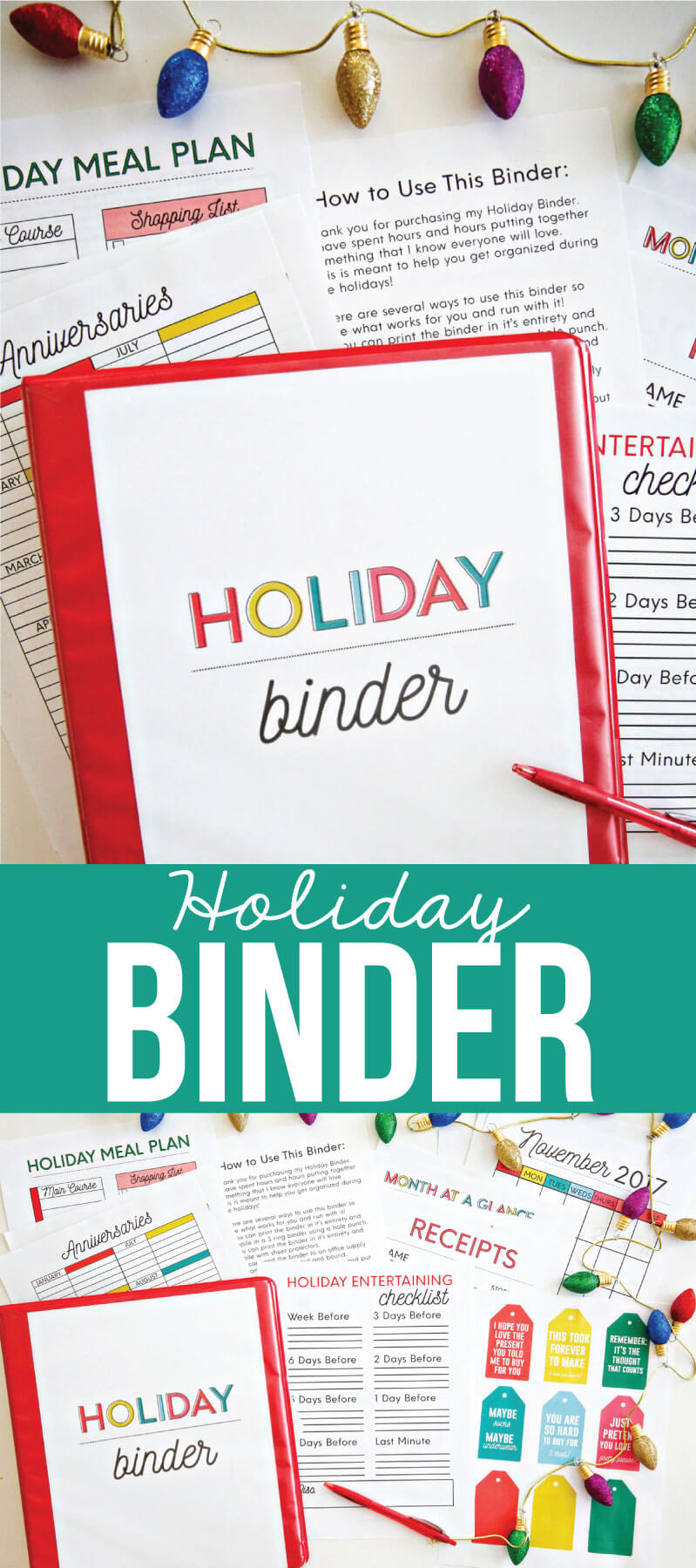Printable Holiday Binder - get the entire binder to download and print for the holidays. from www.thirtyhandmadedays.com