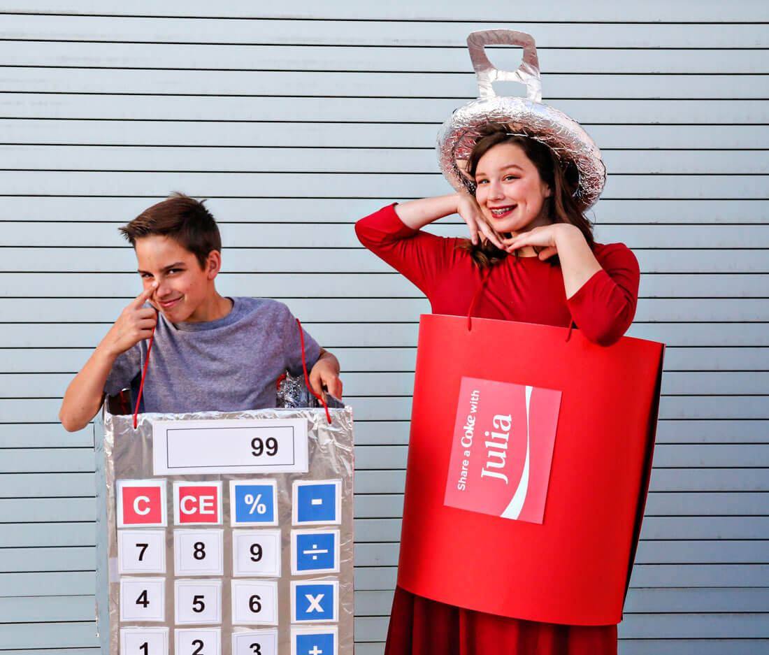 Last Minute Halloween Costume: calculator and soda pop can from www.thirtyhandmadedays.com