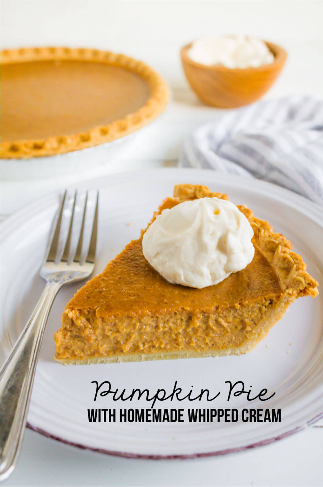 Simple, classic Pumpkin Pie recipe that you will love!! And it has homemade whipped cream to boot. from www.thirtyhandmadedays.com