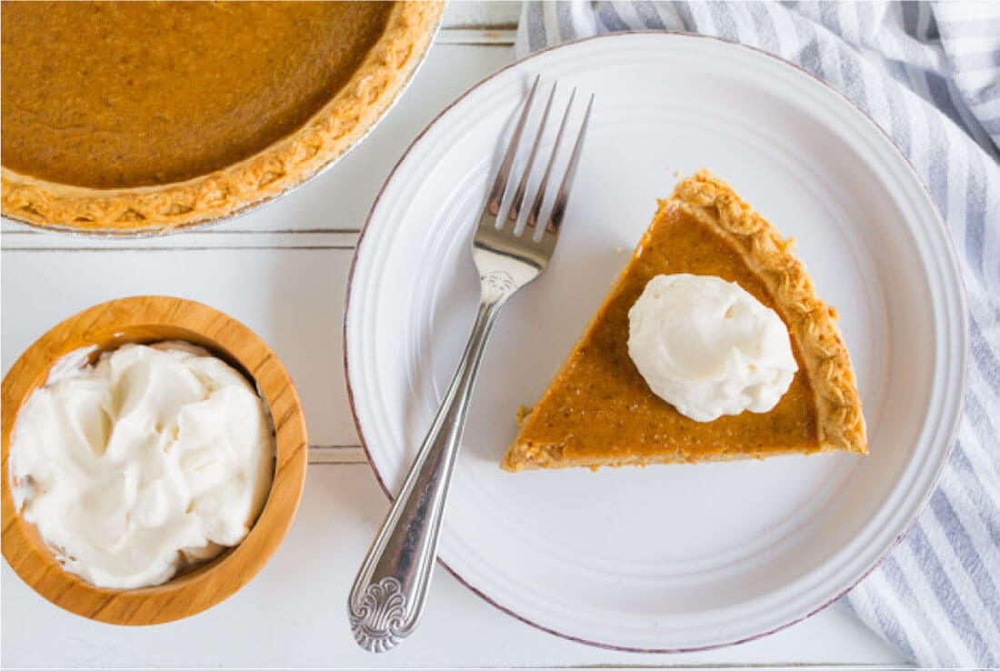 Simple, classic Pumpkin Pie recipe that you will love!! And it has homemade whipped cream to boot. via thirtyhandmadedays.com