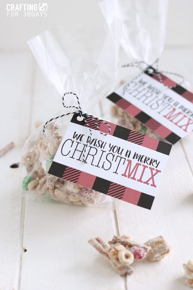 Want to make your friends and neighbors feel special but not brake the bank? Make these cheap Christmas gifts and deliver to them! Christmas Mix with printable tags thirtyhandmadedays.com