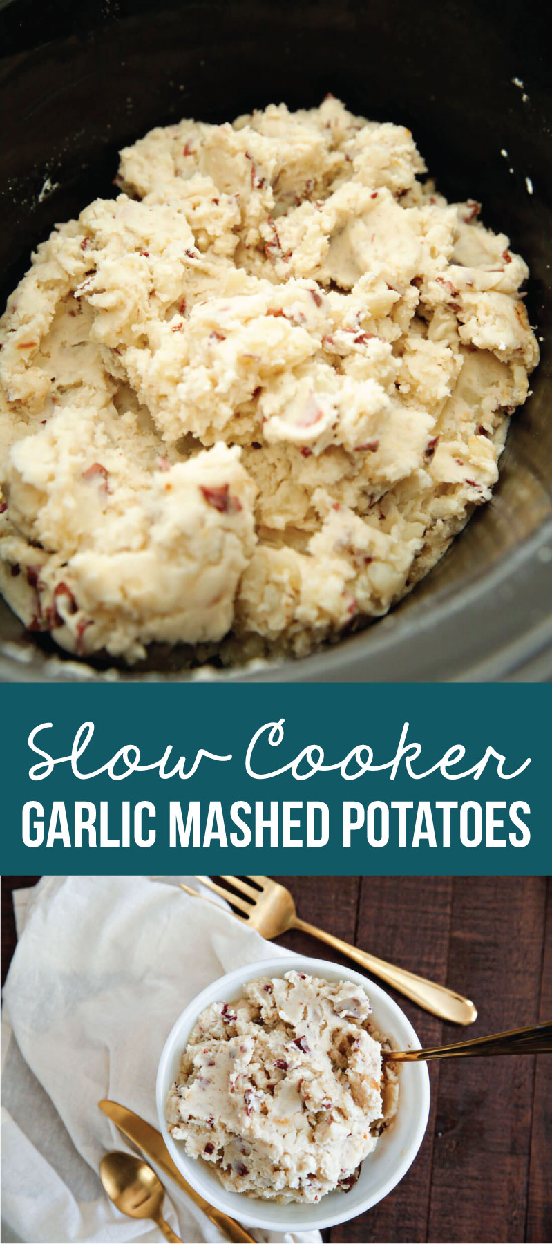 Crockpot Mashed Potatoes - make the most delicious mashed potato recipe you've ever had from www.thirtyhandmadedays.com