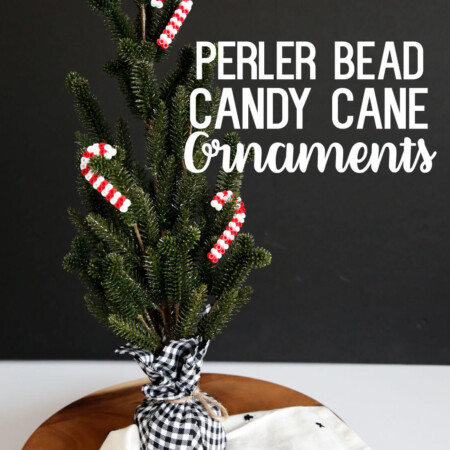 DIY Ornaments made with perler beads. Make these cute candy cane ornaments! www.thirtyhandmadedays.com