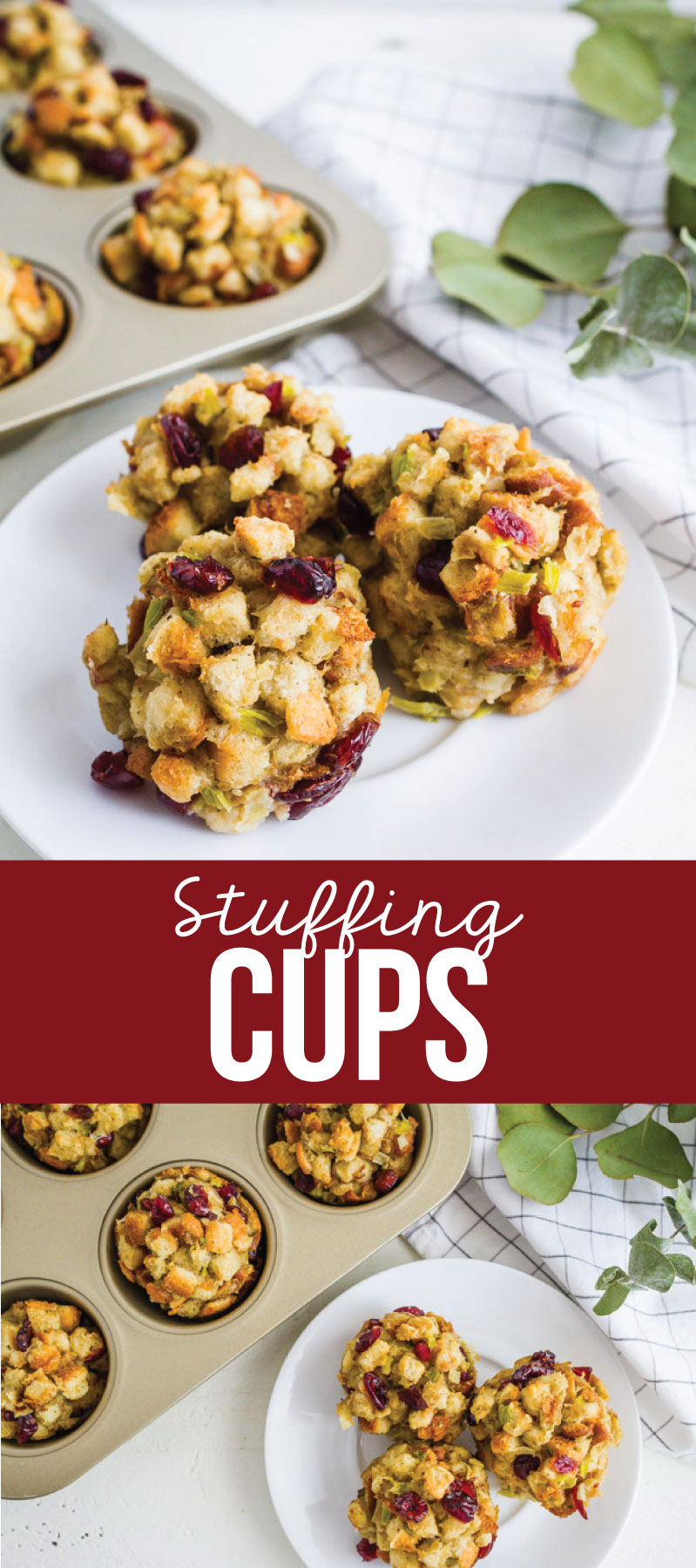 Cranberry Stuffing Cups - make this stuffing recipe ahead to be ready for Thanksgiving (or anytime!). via www.thirtyhandmadedays.com
