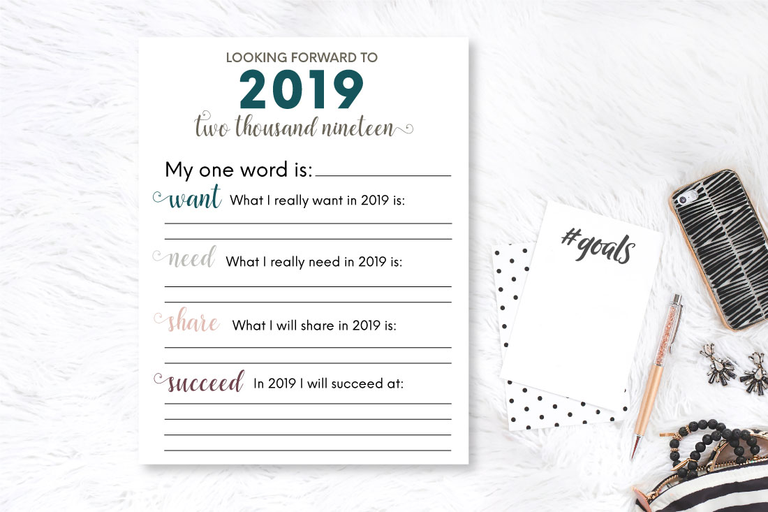 Printable New Year Resolution List - print out to set some new goals!