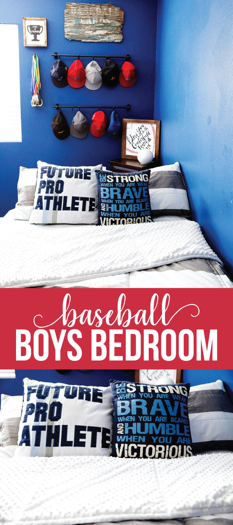 Boys Bedroom Ideas- create a fun baseball space for your athlete! via www.thirtyhandmadedays.com