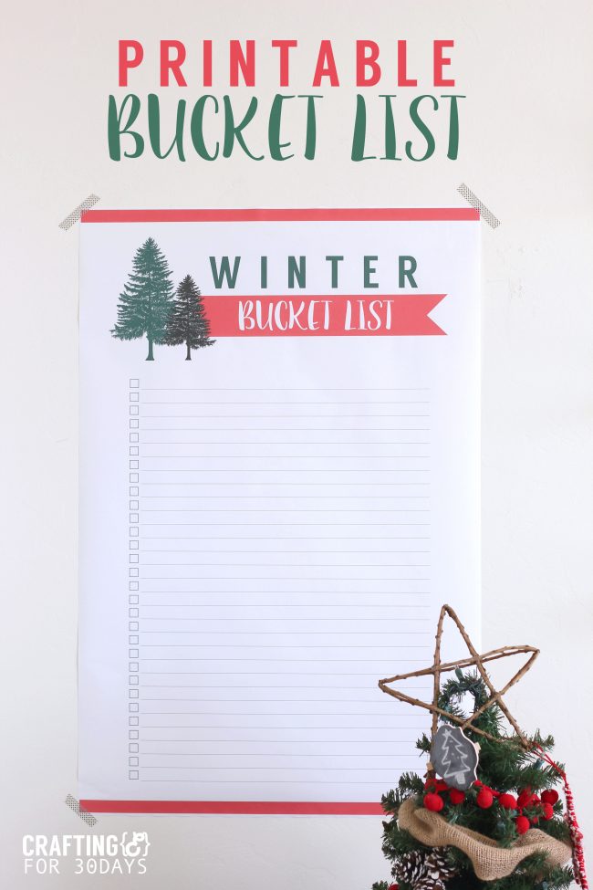 Printable Winter Bucket List - download this and make some memories this winter! 
