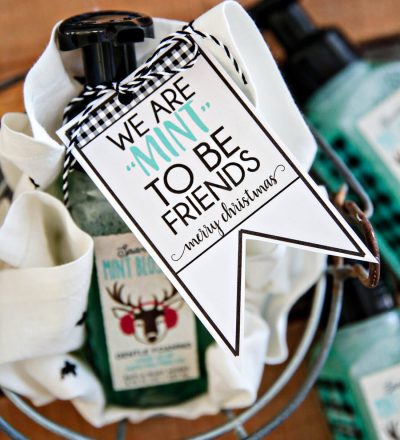 We're "mint to be friends" Christmas tags - download these cute printable tags via www.thirtyhandmadedays.com