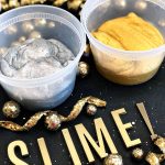 Silver and Gold Party Slime for New Years - make this pretty, sparkly slime to ring in the new year! thirtyhandmadedays.com