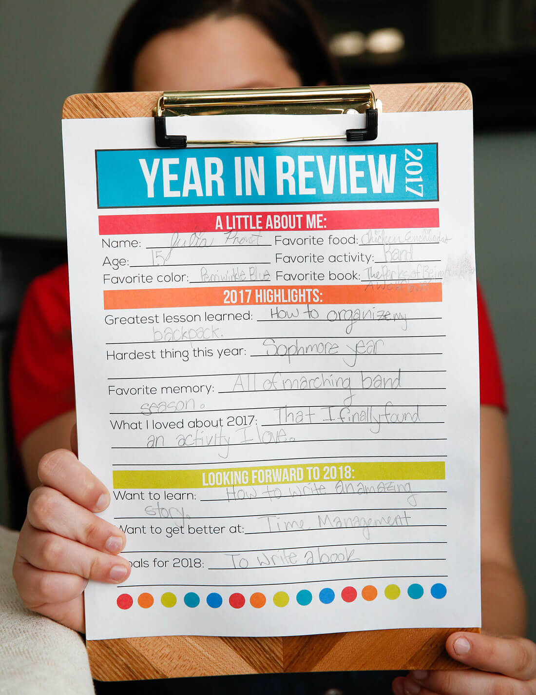 Printable Year in Review - a great way for kids to do new year's resolution - finished resolutions 