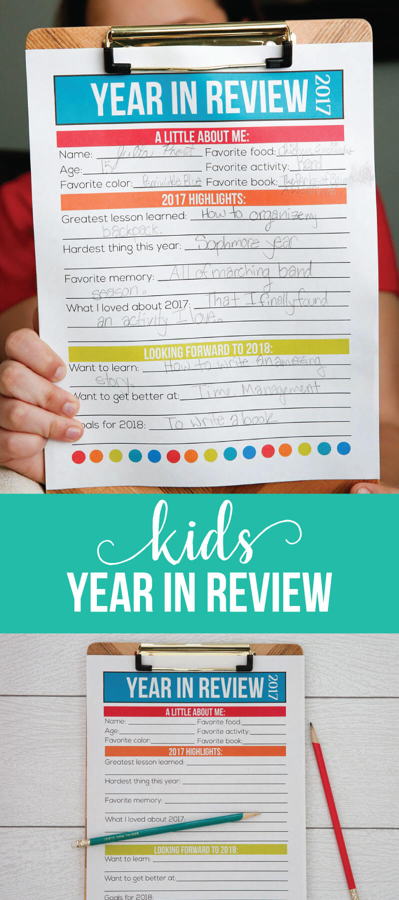 Printable Year in Review - a great way for kids to do new year's resolution from www.thirtyhandmadedays.com
