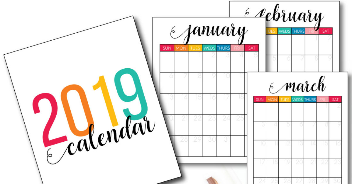 2019 Printable Calendar