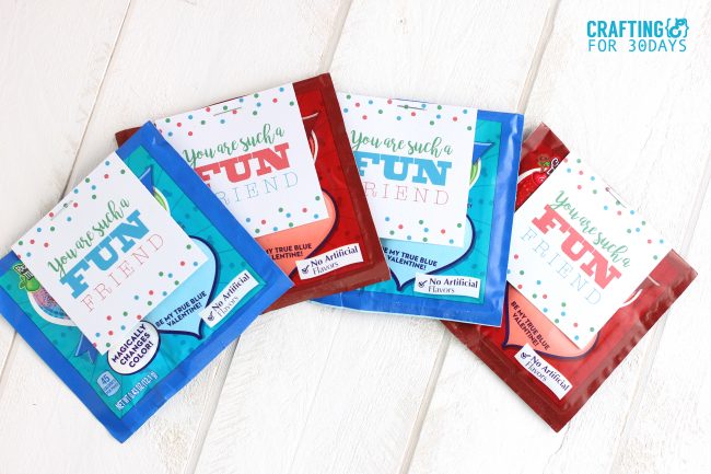 Printable Valentines Day Cards - use this fun dip idea for your kids! thirtyhandmadedays.com